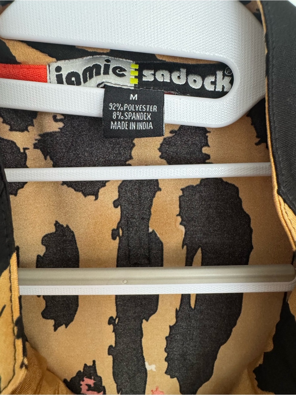 Jamie sadock Camel & Black Leopard Print Dress with Size Medium - Picture 7 of 12